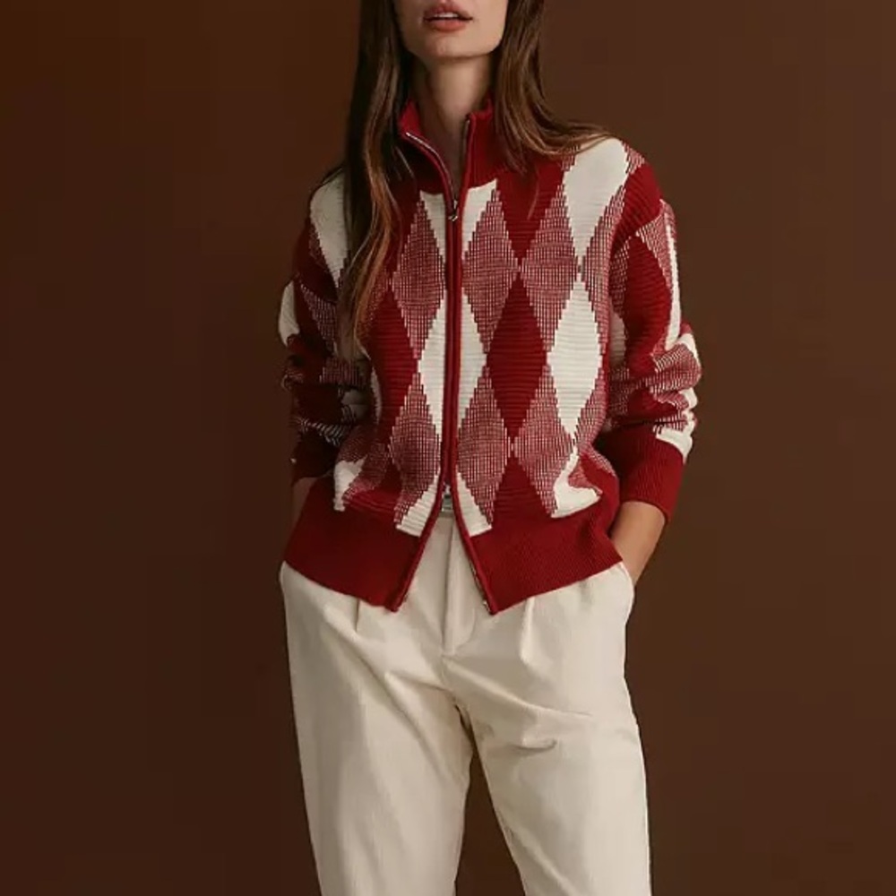 Varley Women's Karina Jacquard Knit Jacket Red Dahlia